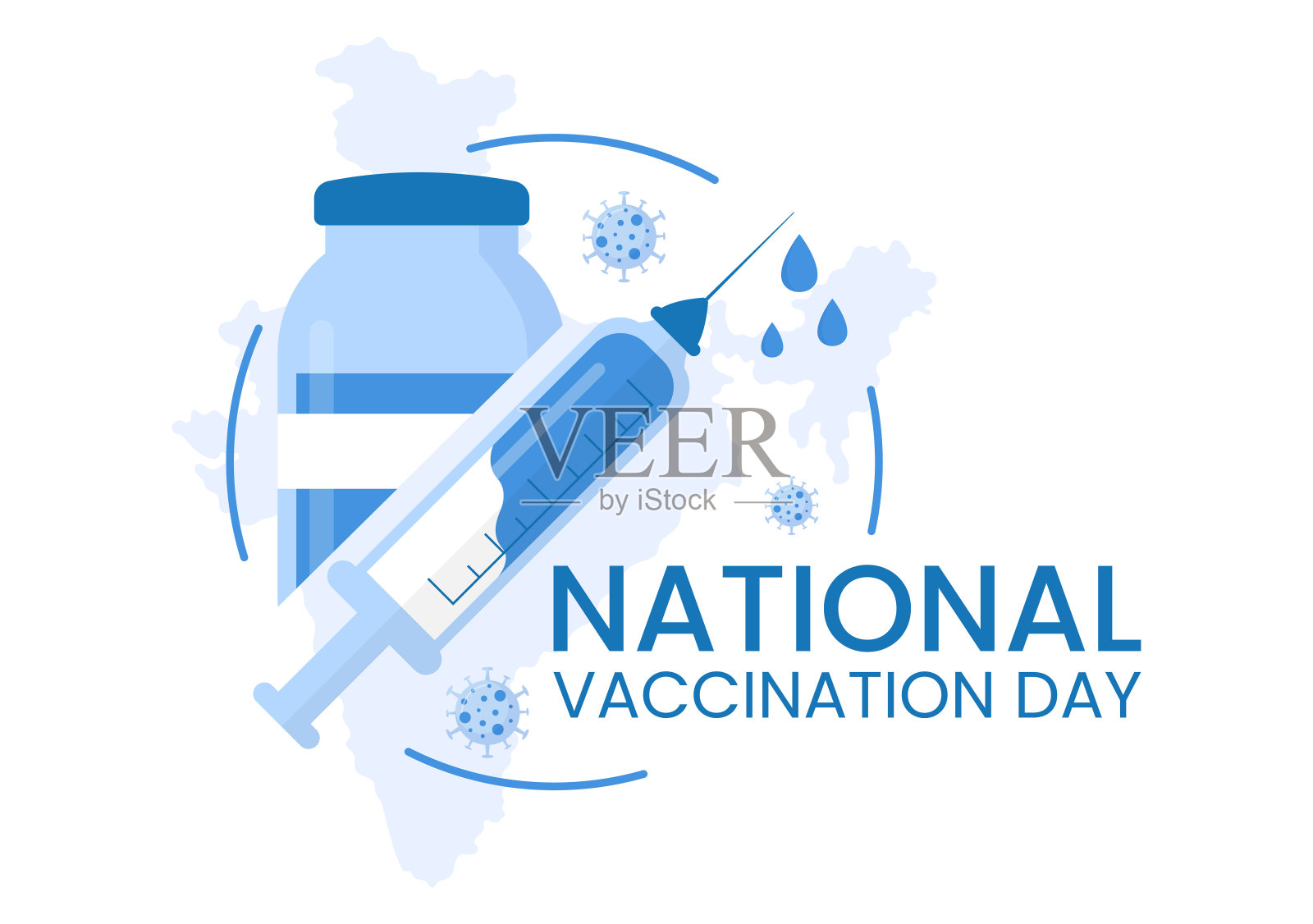 3月16日全国疫苗接种日的插图与疫苗注射器为强免疫平面卡通手绘到登陆页模板插画图片素材