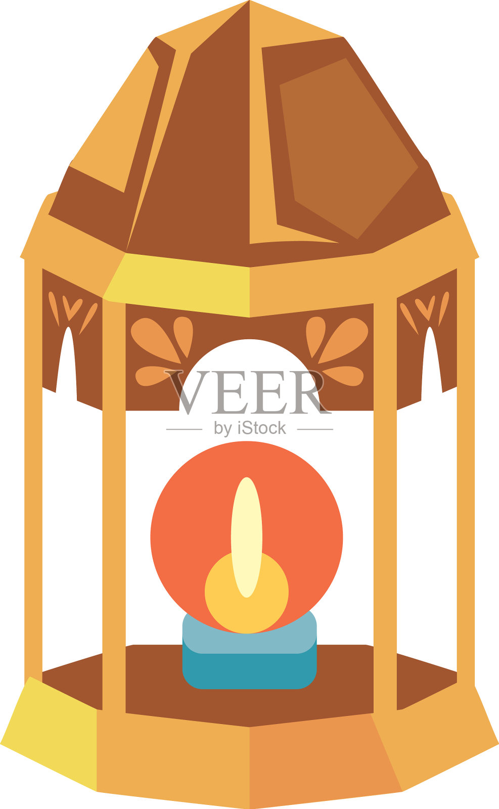 穆斯林扁形灯笼设计元素图片