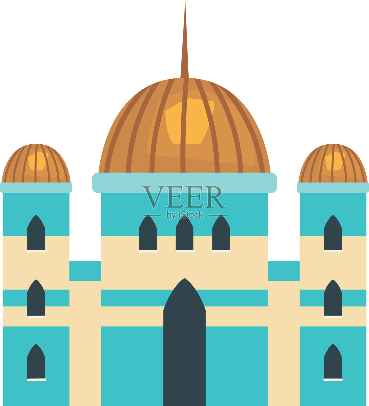 平坦的阿拉伯建筑设计元素图片