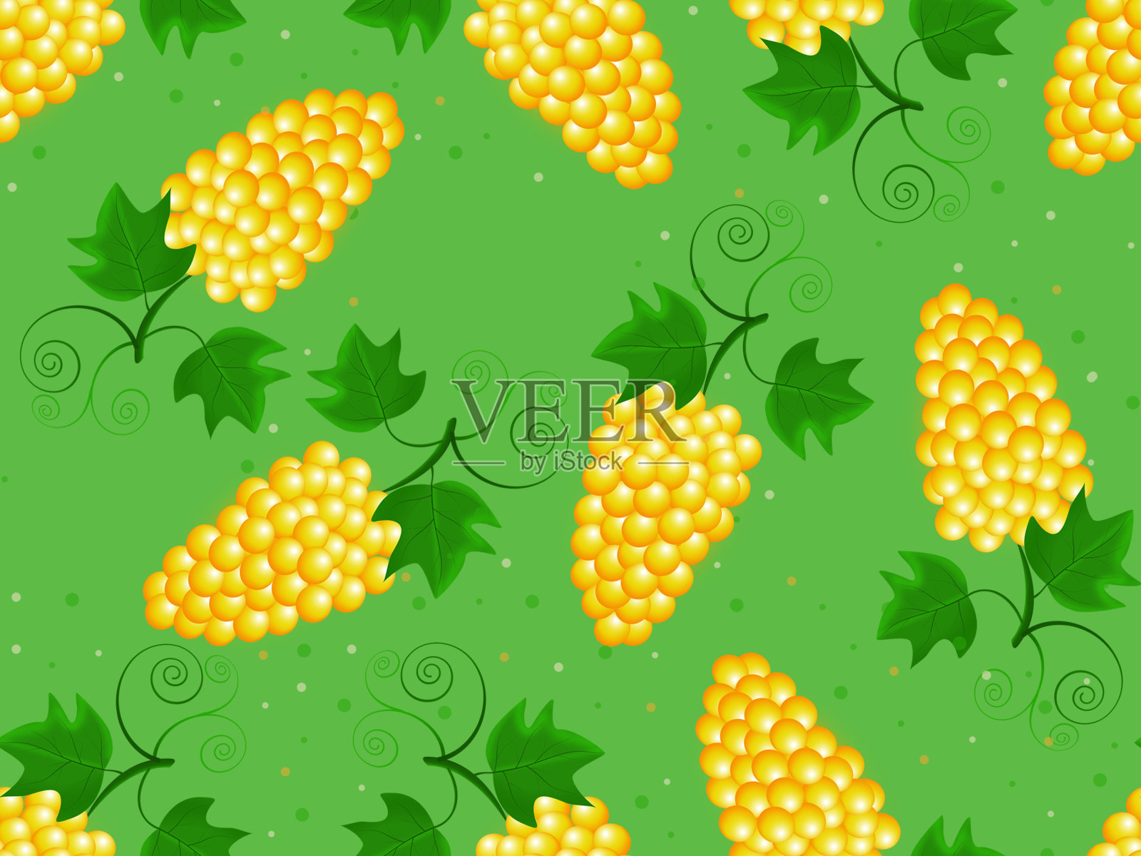 无缝模式与黄色浆果。插画图片素材