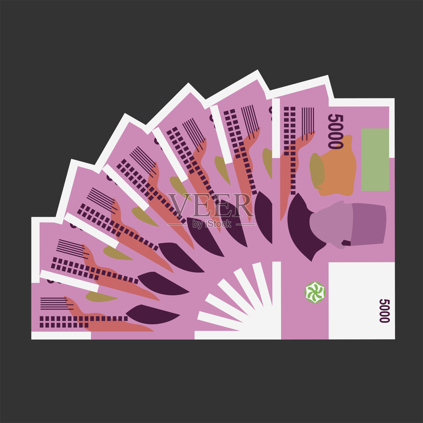 科摩罗法郎矢量插图。科摩罗货币套装钞票。纸币5000 KMF。平的风格。孤立在白色背景上。简单的最小设计。插画图片素材