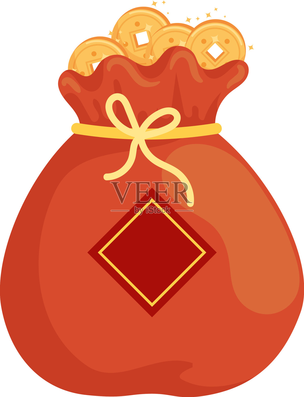 黄金中国硬币袋设计元素图片