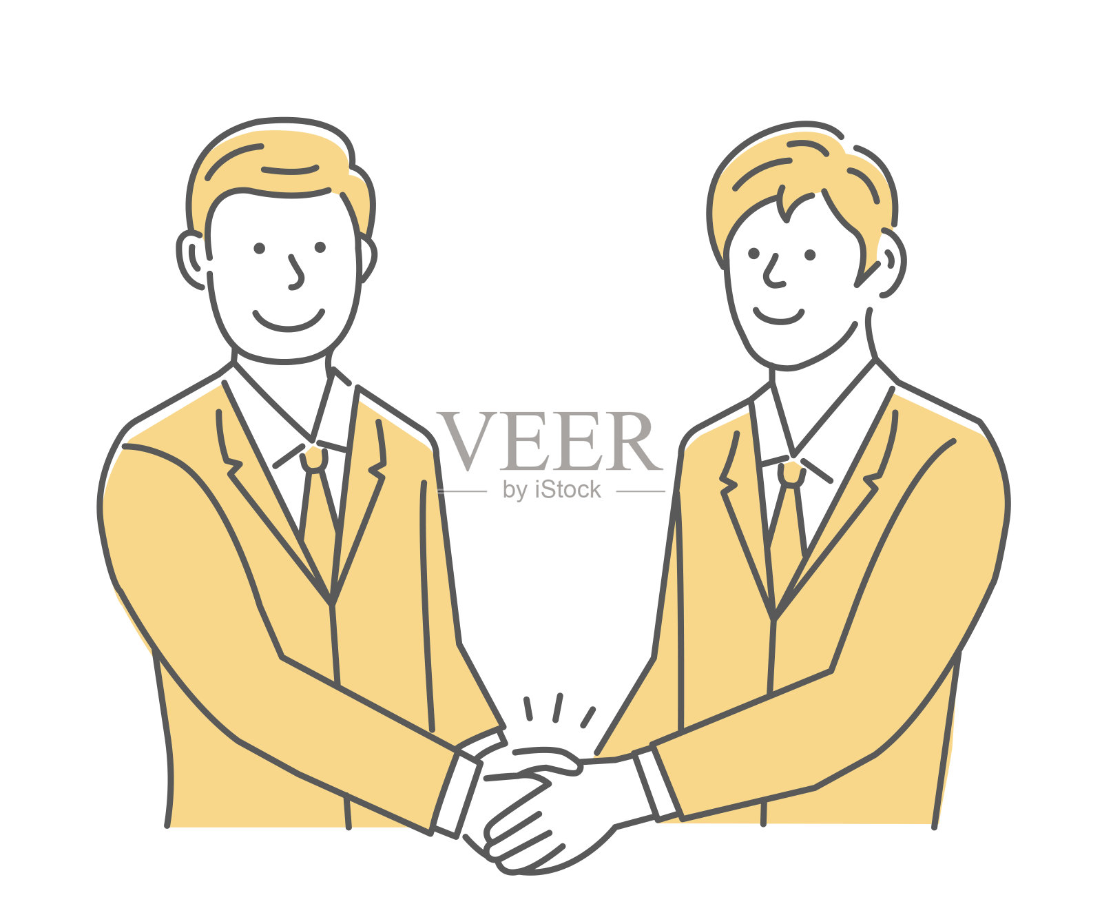 商人握手的矢量图(商业伙伴/合作)插画图片素材