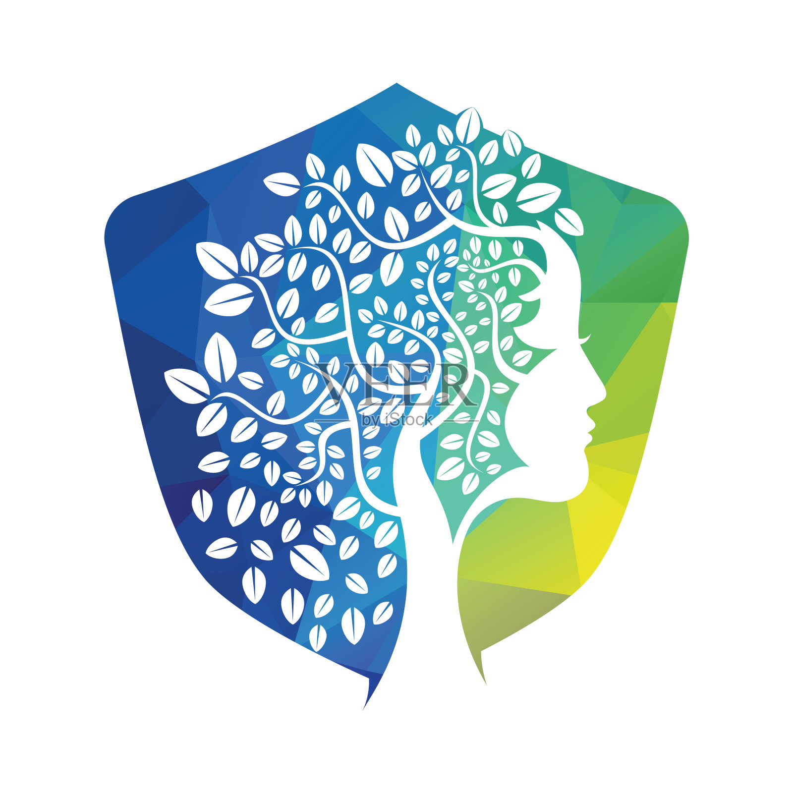 女性树向量模板设计。插画图片素材