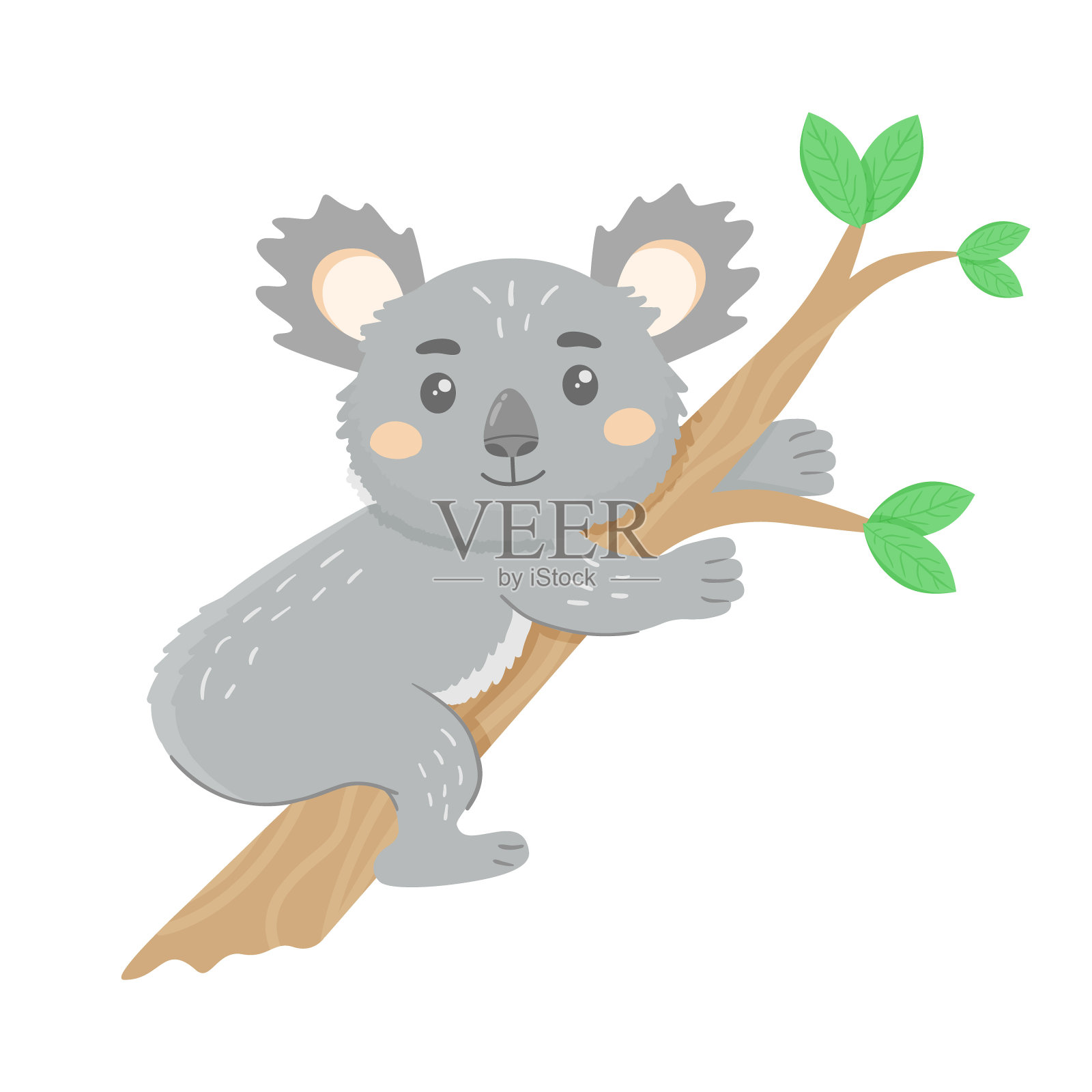考拉坐在树上插画图片素材