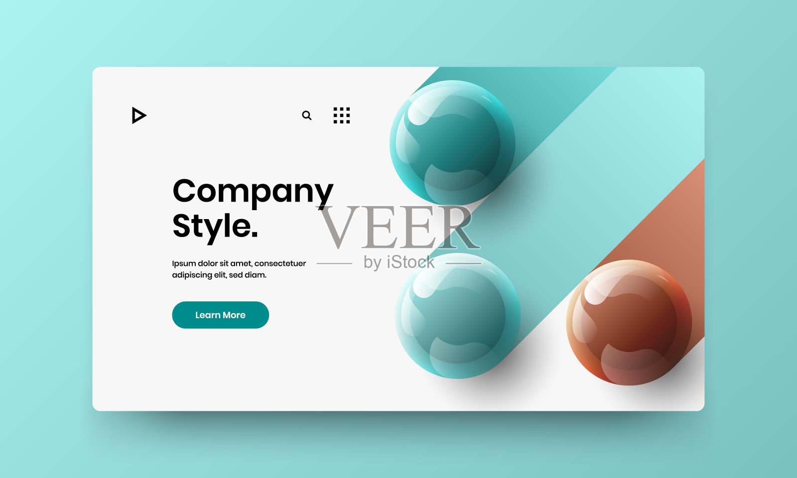 彩色3D球封面布局。明亮的企业宣传册设计矢量插图。插画图片素材