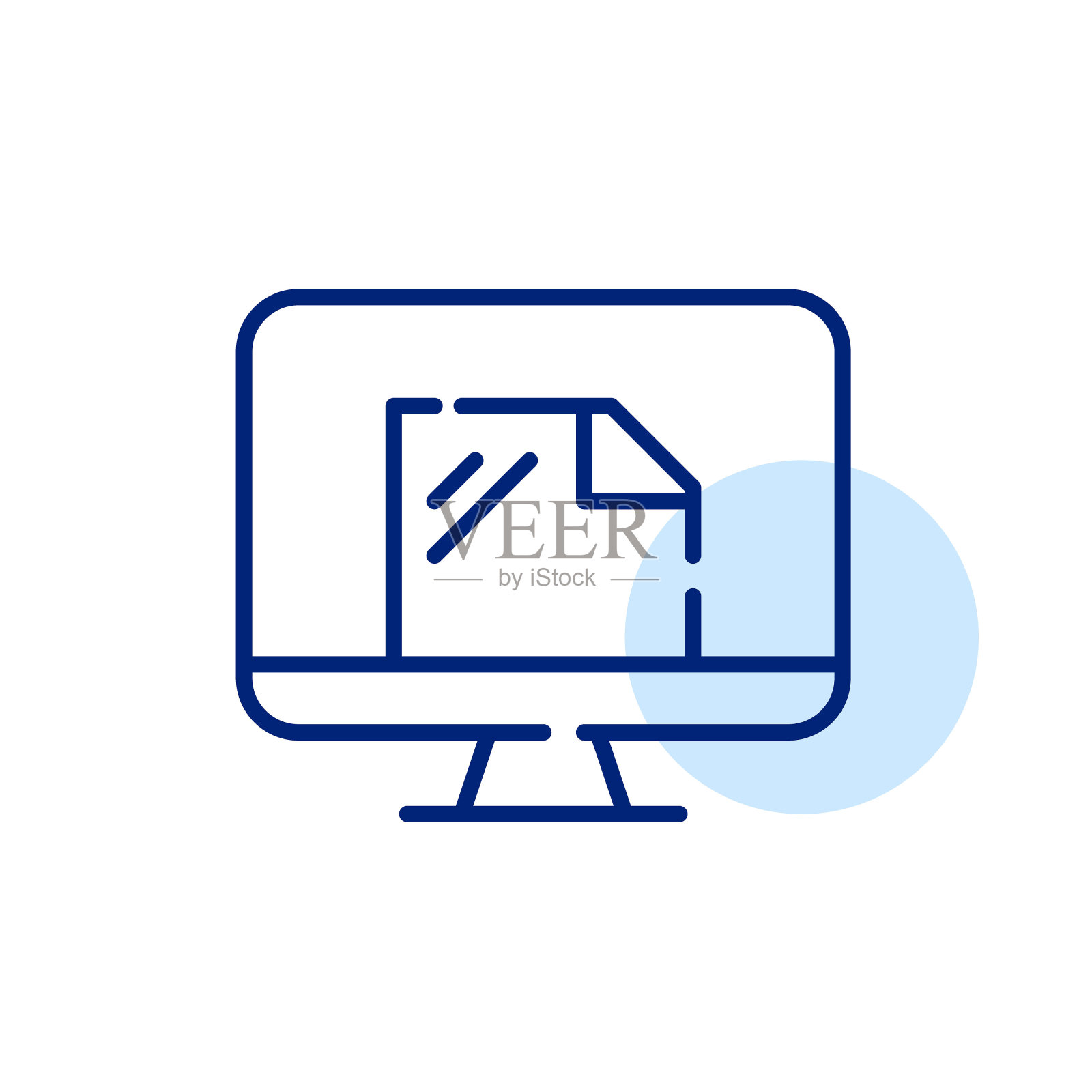 有文件的台式电脑。像素完美，可编辑的笔画线图标插画图片素材