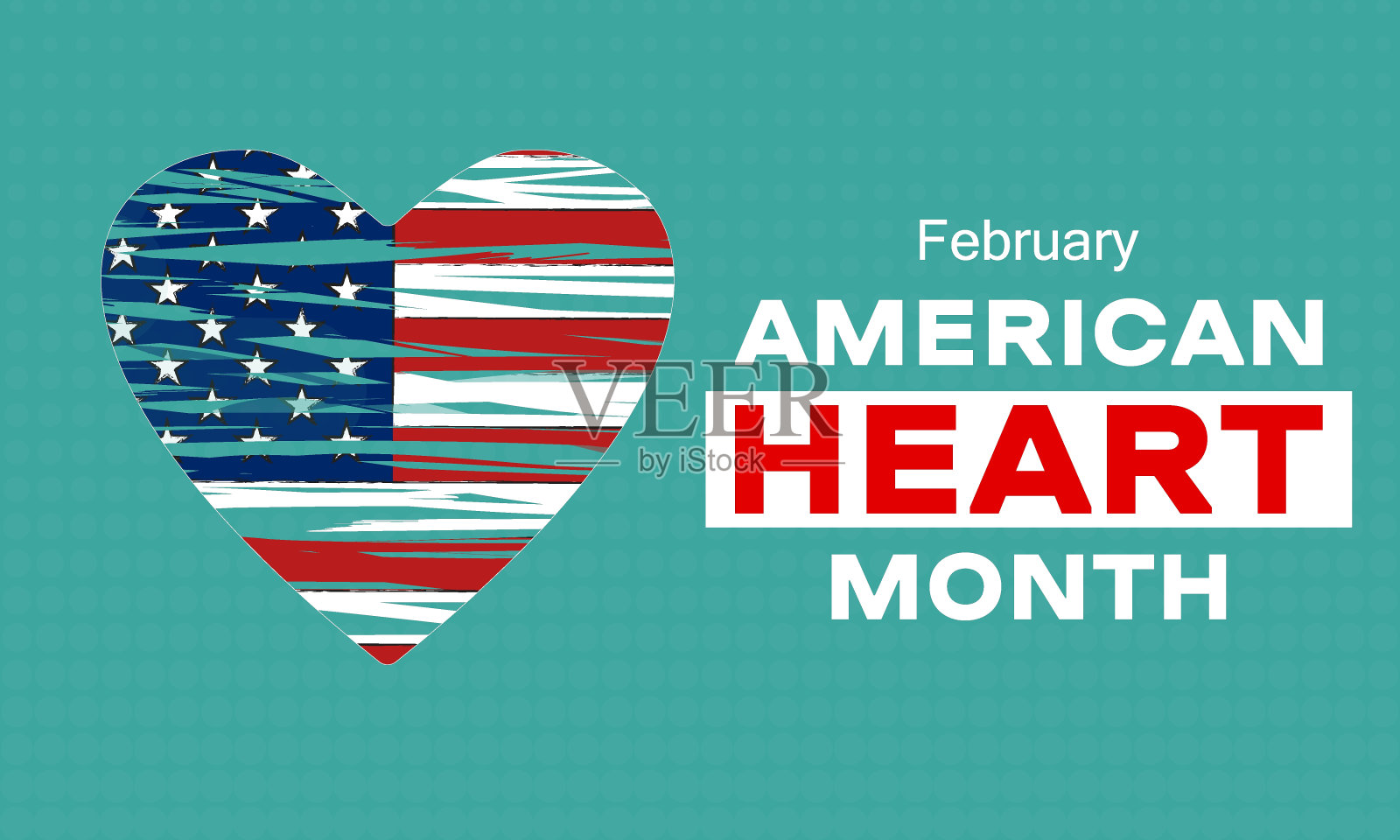 美国心脏月的背景，海报，卡片插画图片素材