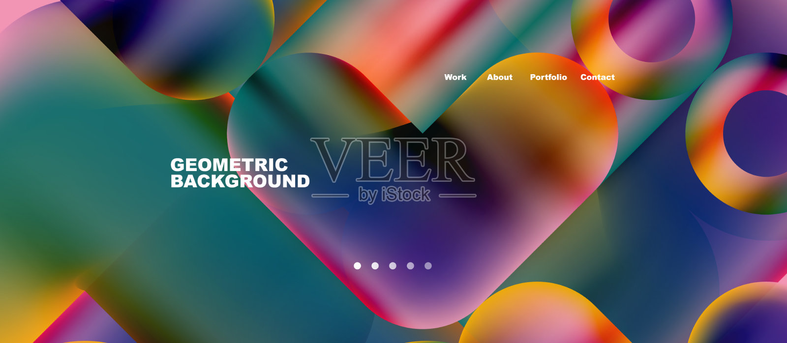 抽象的圆圈和圆形的着陆页插画图片素材