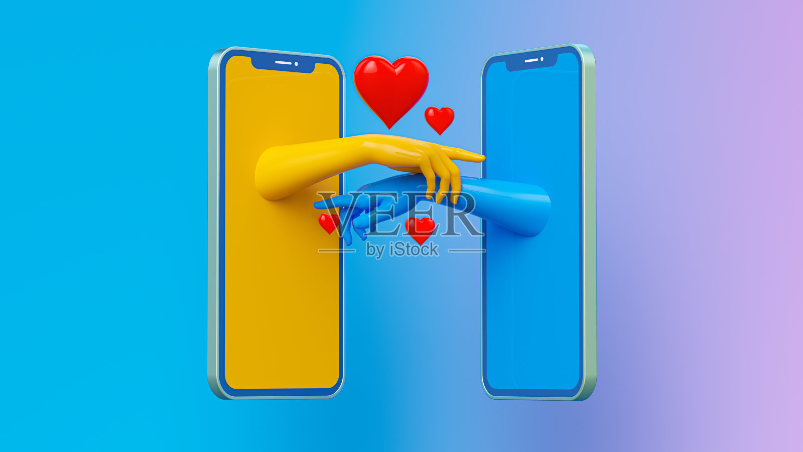 社交媒体概念和3d心脏图标照片摄影图片