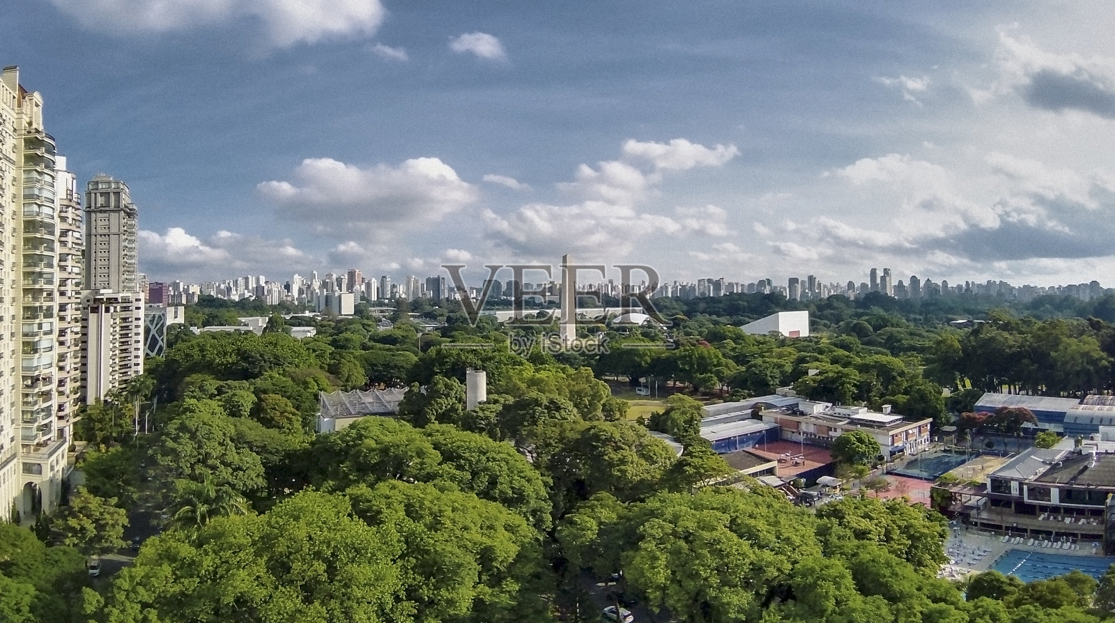 圣保罗市伊比拉普埃拉公园鸟瞰图。照片摄影图片