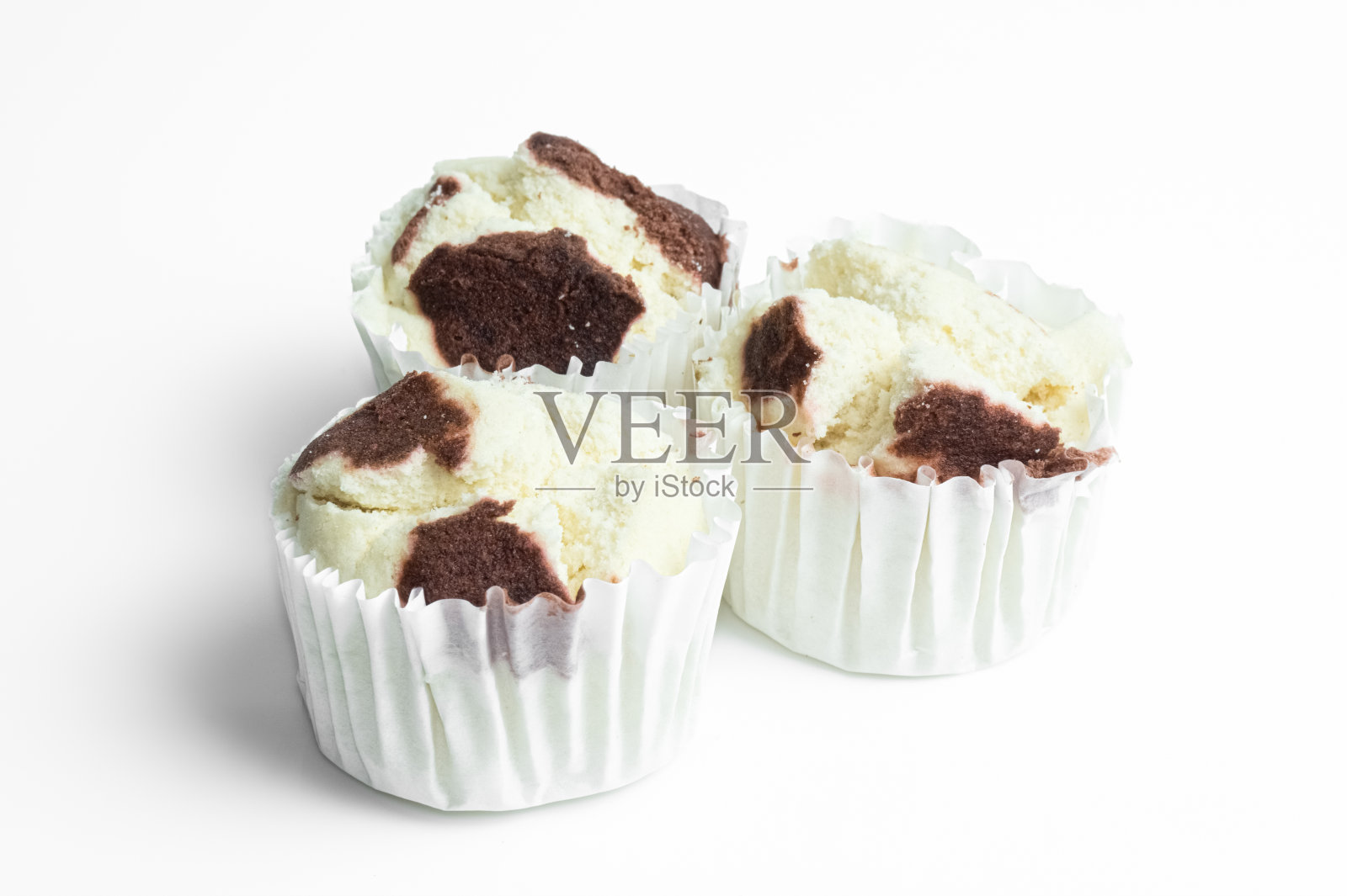 泰式清蒸小蛋糕或白色背景的棉絮小蛋糕。照片摄影图片