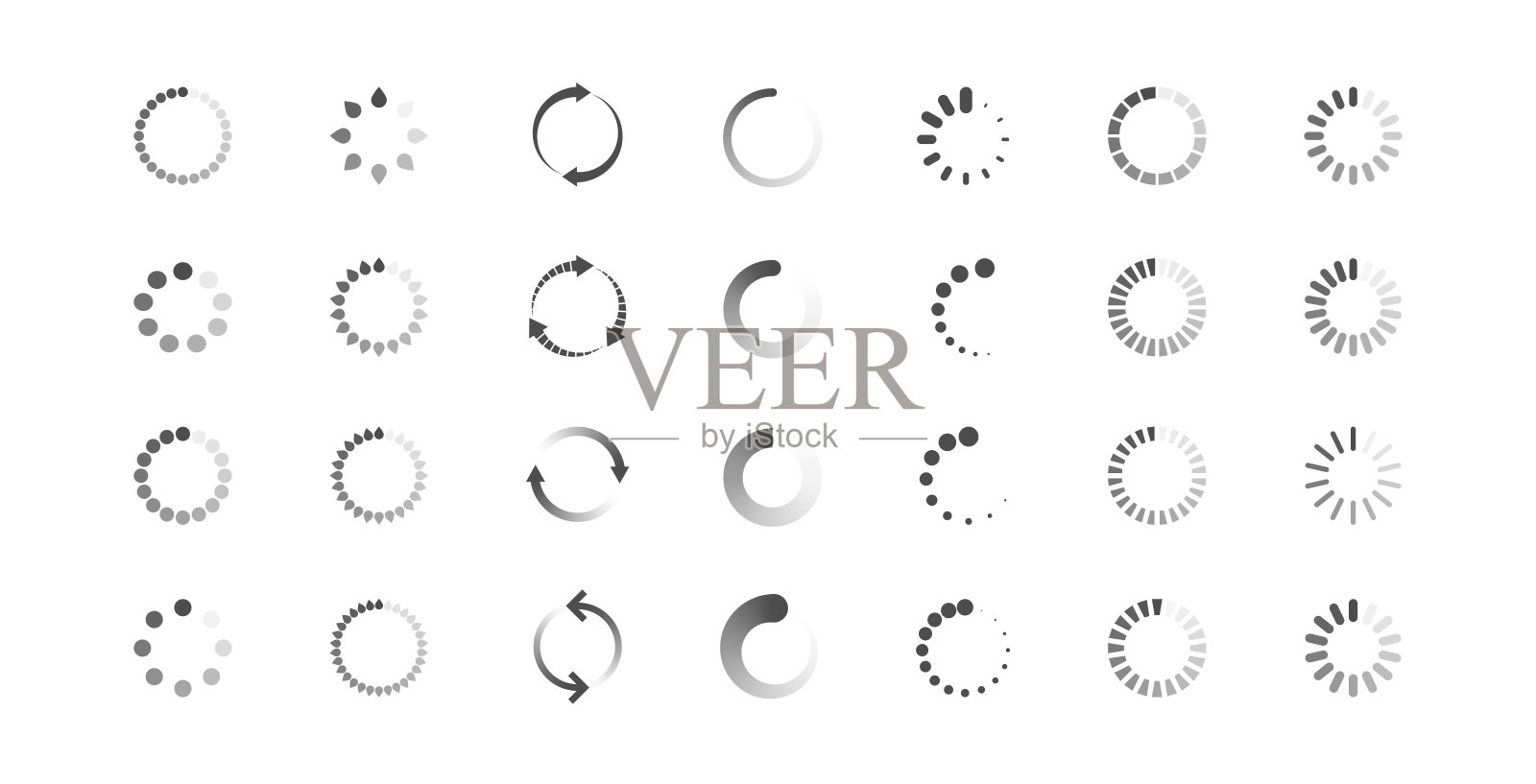 下载标志集。加载图标。数据加载图标素材