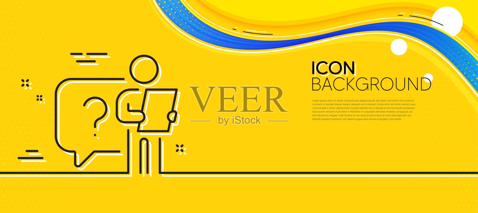 搜索员工线路图标。面试候选人签名。最小线黄色横幅。向量插画图片素材