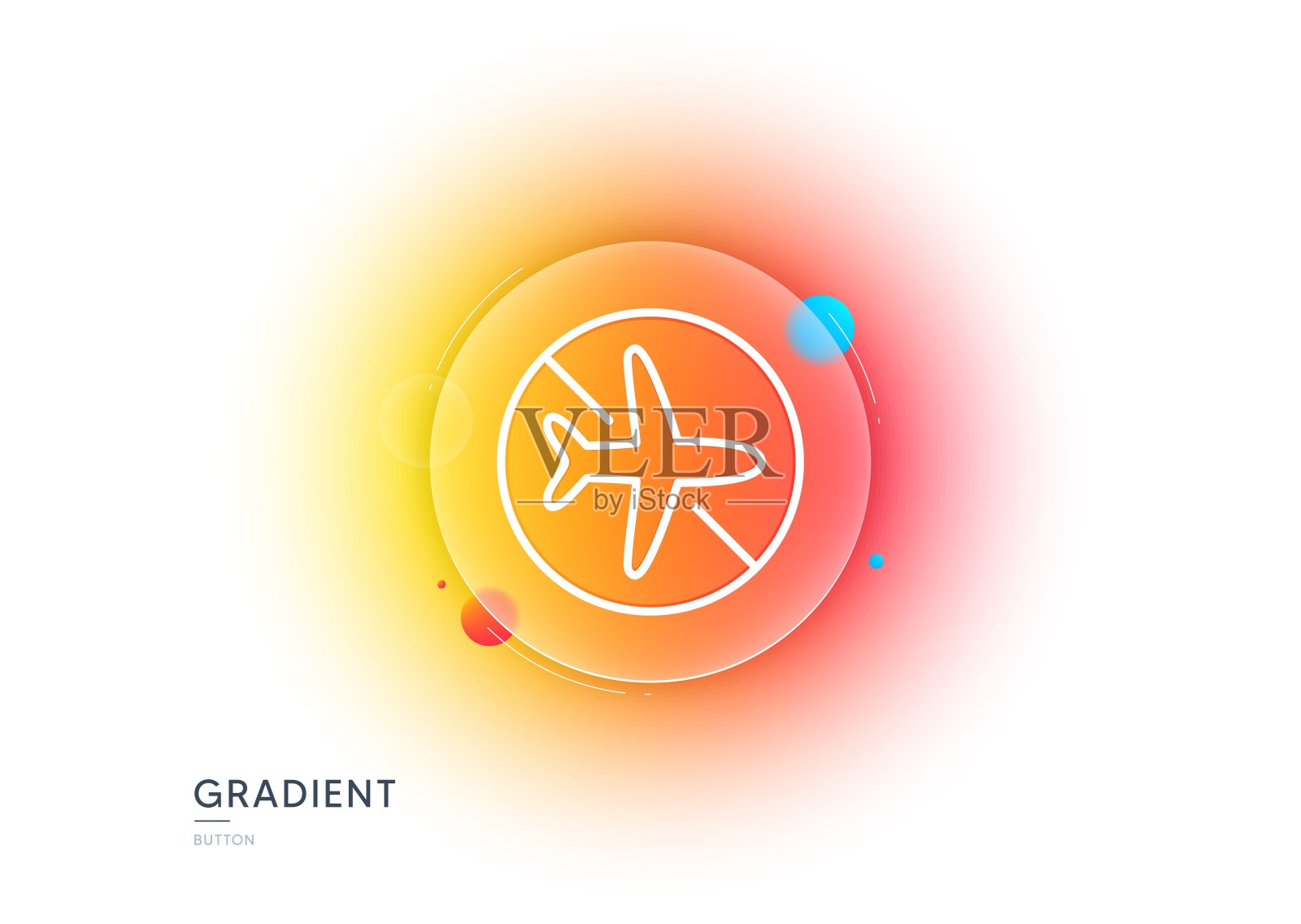 飞行模式线图标。飞行模式信号。渐变模糊按钮。向量插画图片素材