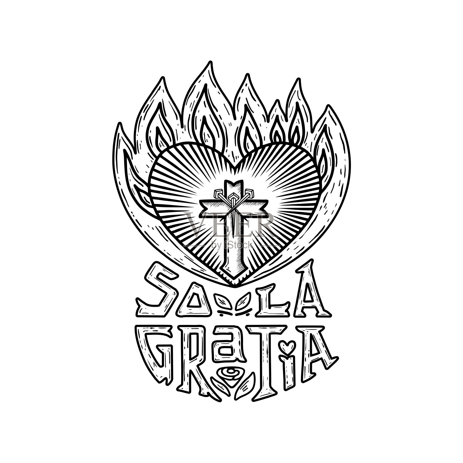 手绘基督教插画：唯独恩典设计元素图片