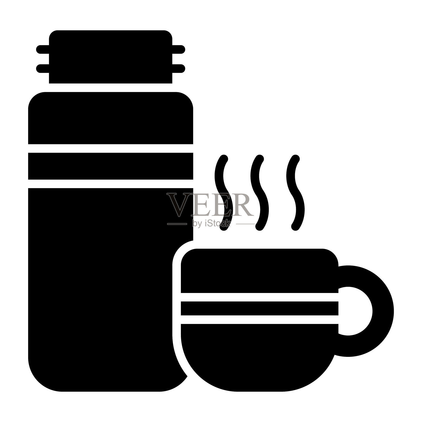 新潮风格的茶杯和保温杯矢量图标图标素材