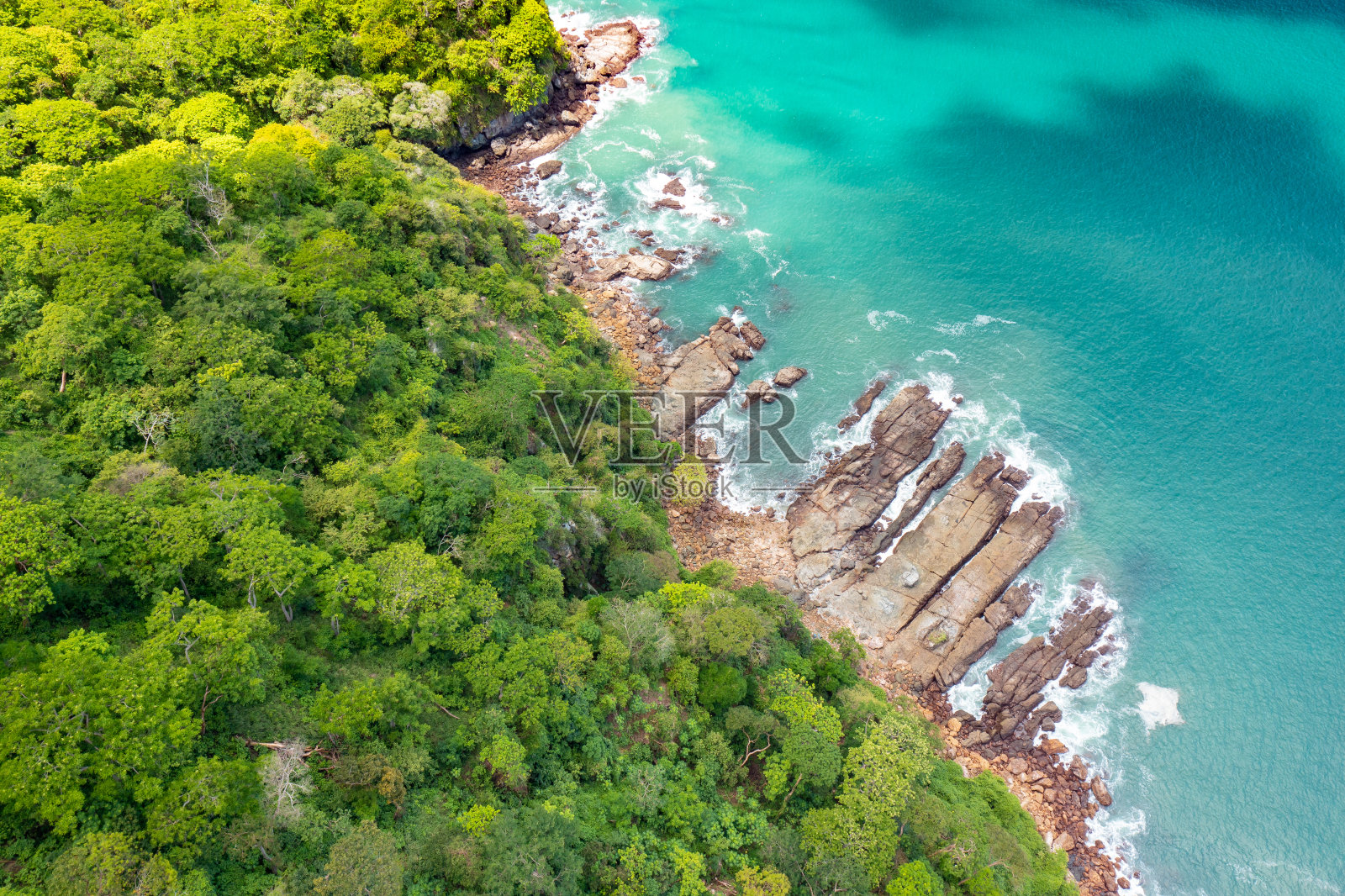 塔博加岛鸟瞰图。位于巴拿马巴拿马城附近的太平洋热带岛屿。照片摄影图片