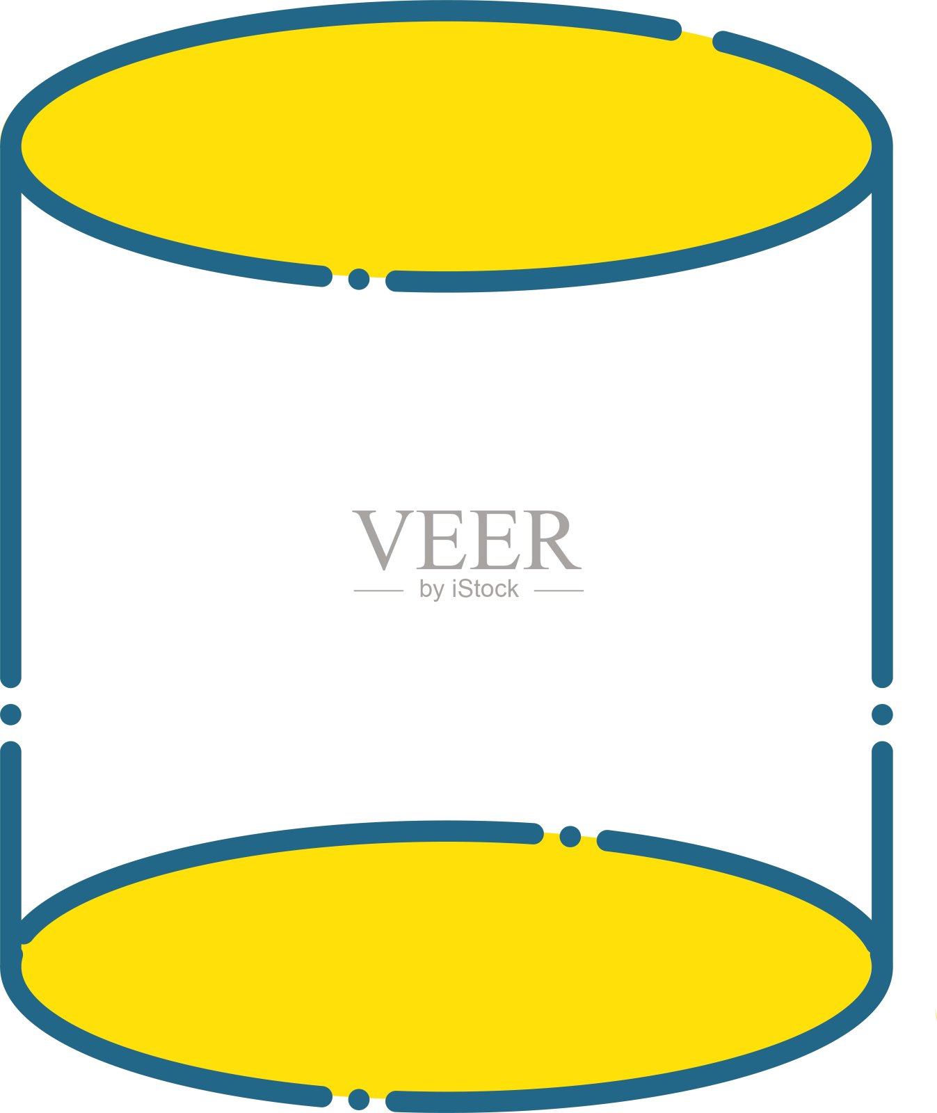 简单的蓝线，虚线和黄色圆柱插图/插图材料(矢量插图)插画图片素材