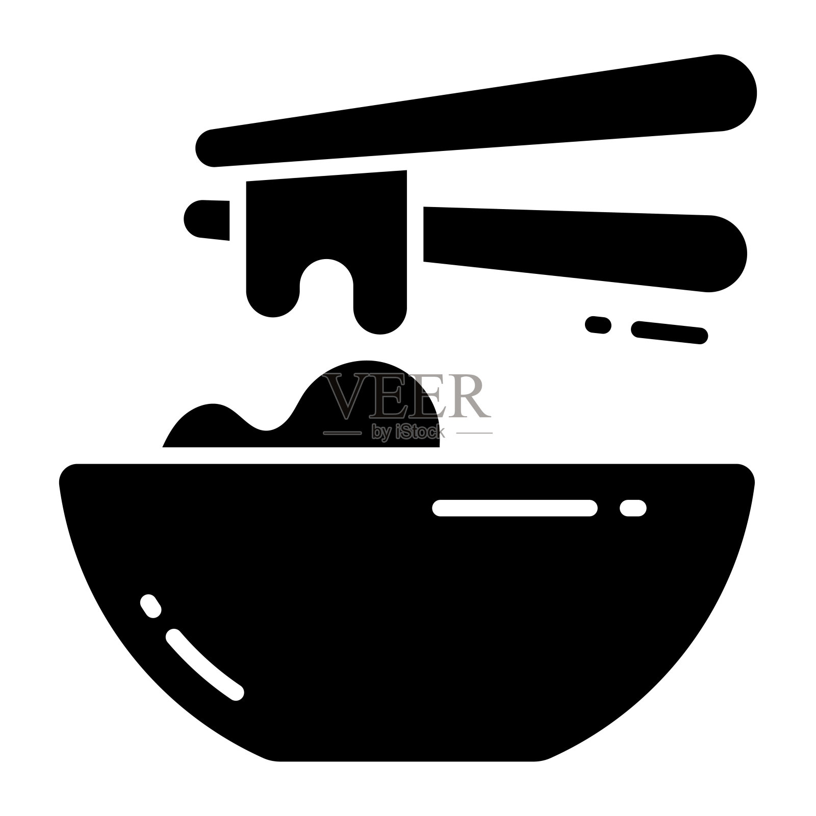 面条碗与筷子矢量图标新潮的风格插画图片素材