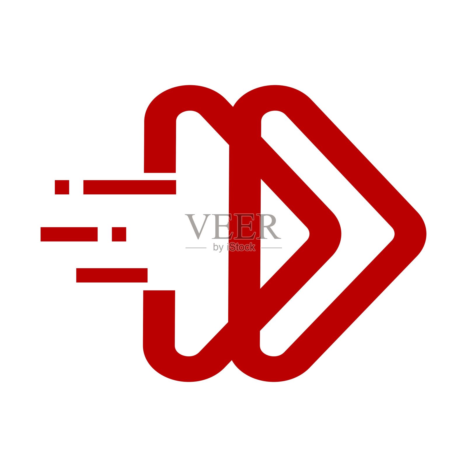 红色下一步快进标志和矢量图标插画图片素材