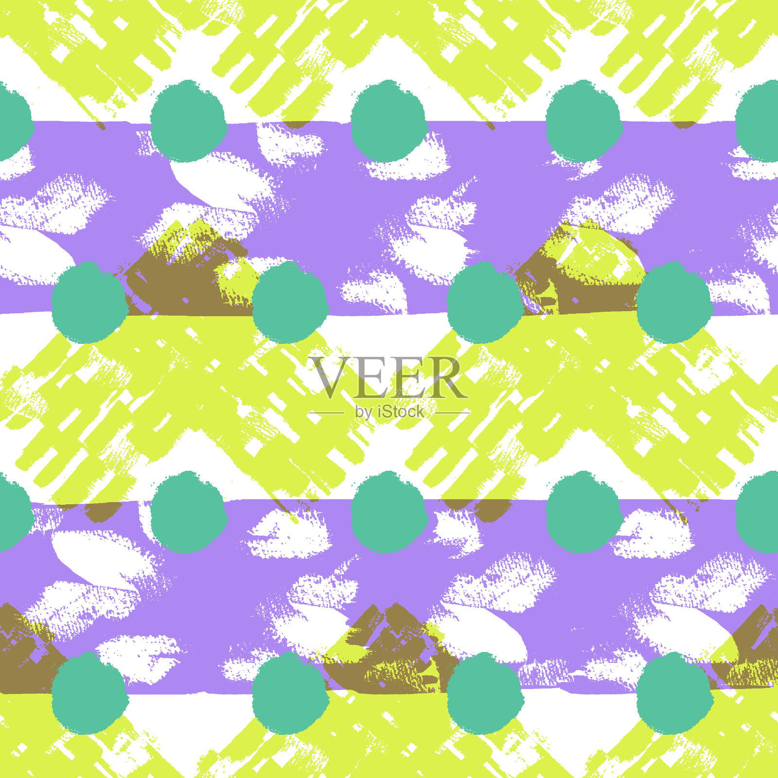 纹理之字形和波点图案插图无缝重复模式插画图片素材