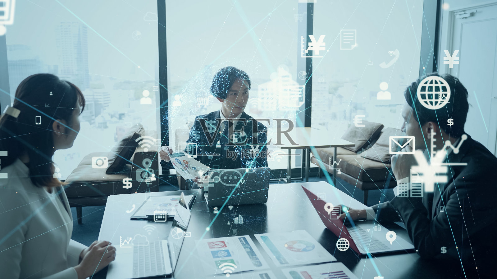 业务网络概念。数据分析。管理策略。团队合作。伙伴关系。人力资源。照片摄影图片