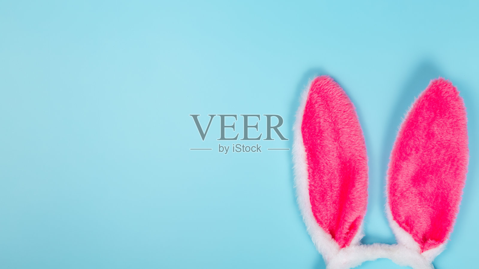 祝贺复活节背景兔耳朵。前视图。副本的空间。横幅照片摄影图片