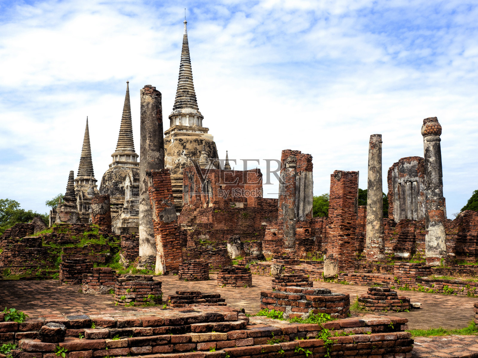 泰国阿瑜陀耶历史公园的帕司山碧佛寺佛塔照片摄影图片