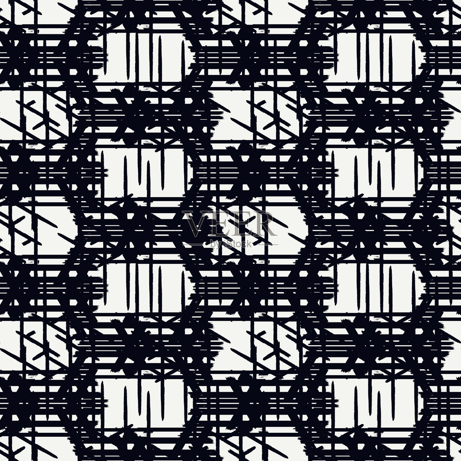 漆刷几何无缝图案。艺术手绘现代印刷。Linocut风格的背景。少数民族饰品。时髦的当代地理壁纸。徒手抽象设计。向量的艺术品插画图片素材