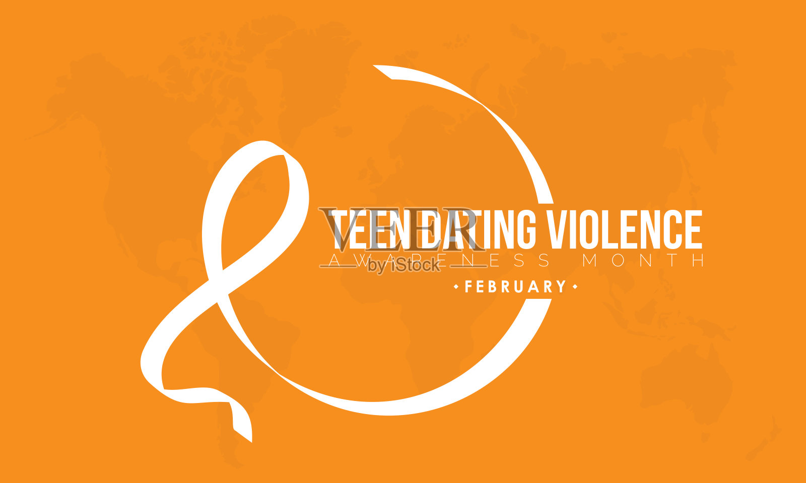 全国青少年约会暴力宣传月设计模板概念观察二月。意识矢量图插画图片素材