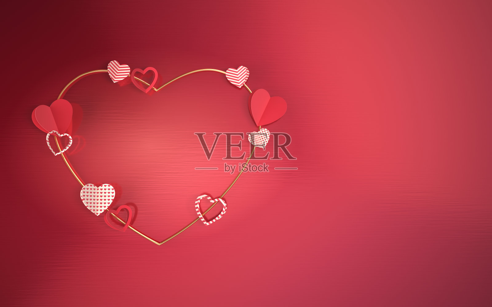 纸心形情人节概念的黄金心形照片摄影图片