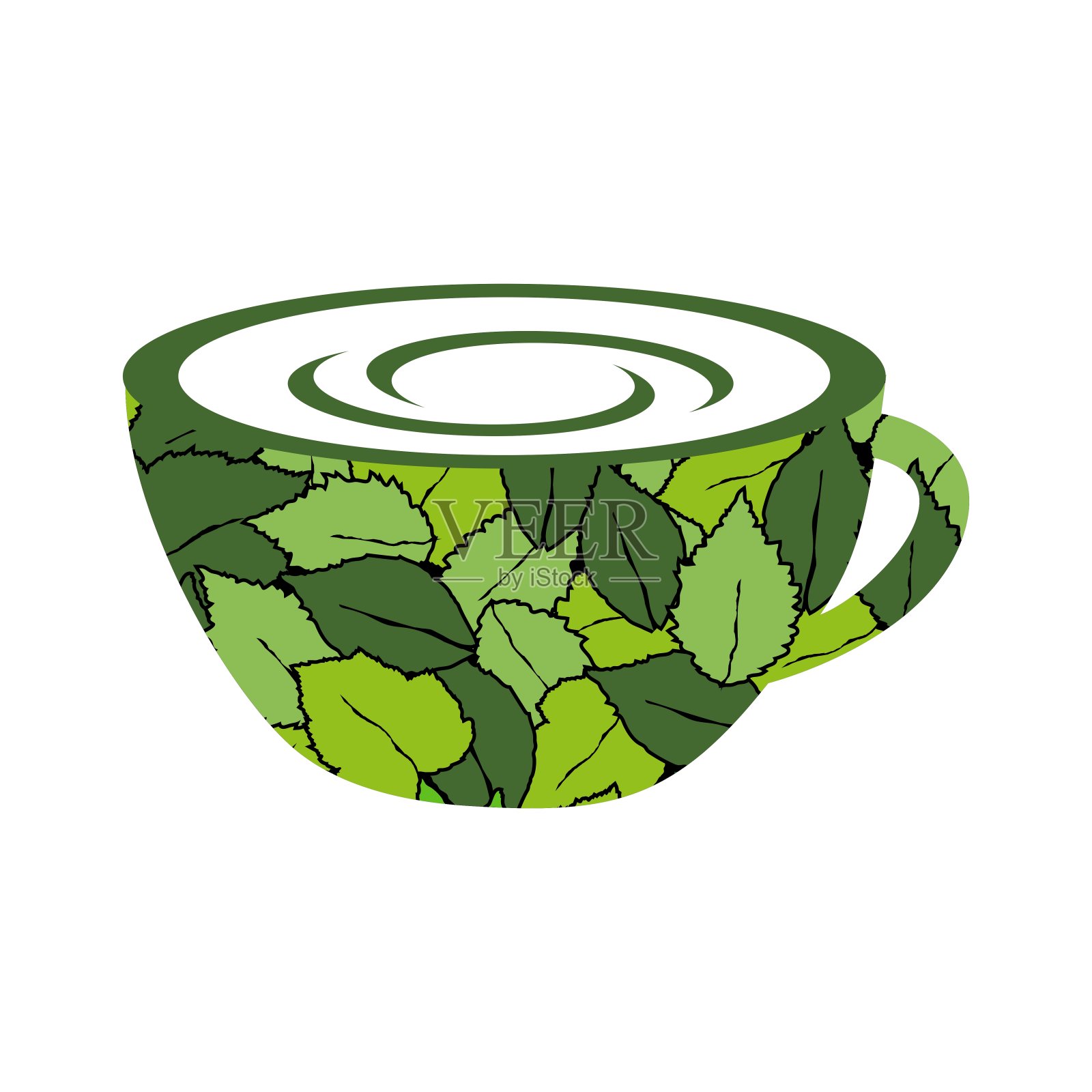 一杯有机茶为健康生活的标志插画图片素材