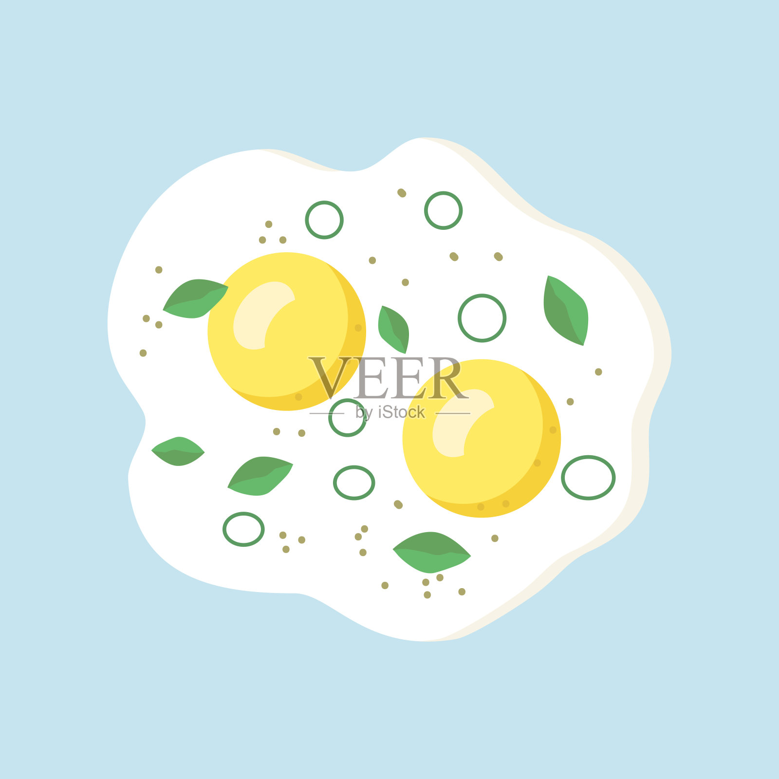 煎蛋快餐。做午餐，晚餐，早餐。自然的产品。煮熟的煎蛋卷。插画图片素材