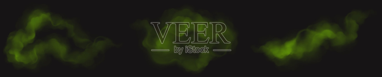 黑色背景上的绿色烟雾云插画图片素材