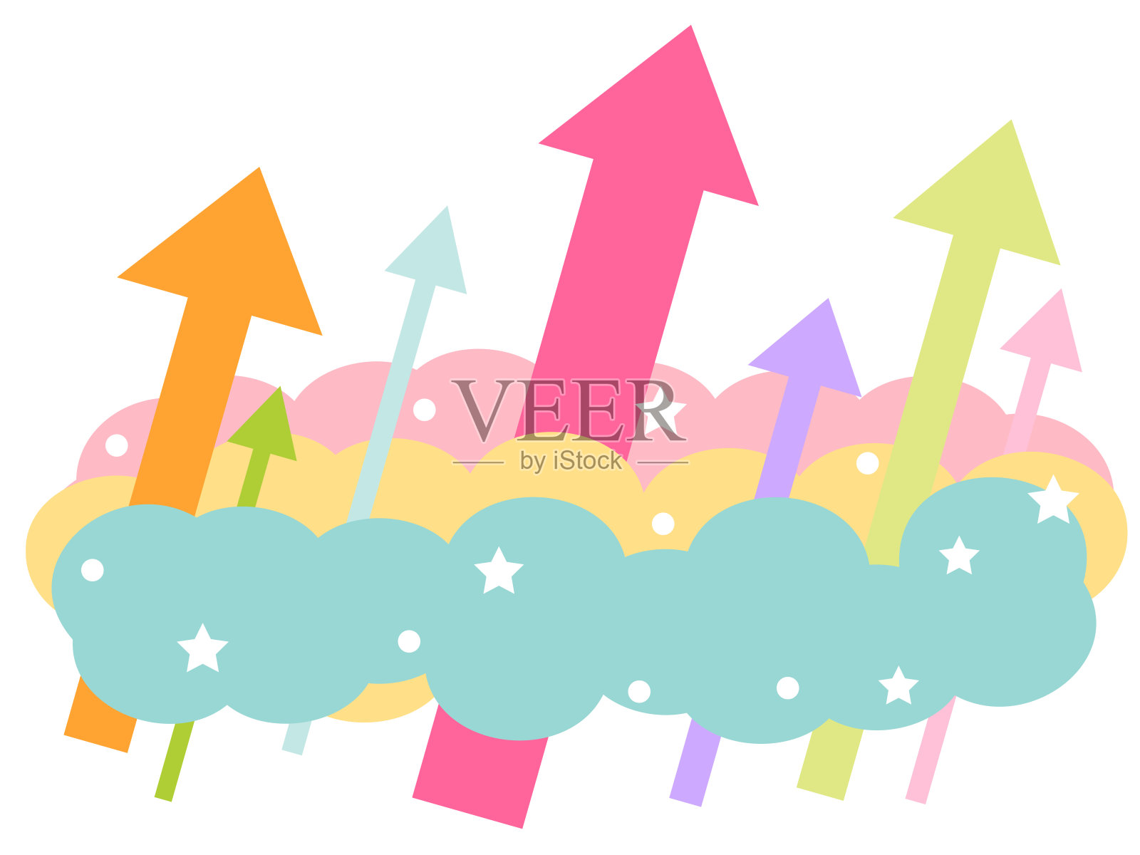 彩色箭头斜穿云层设计元素图片