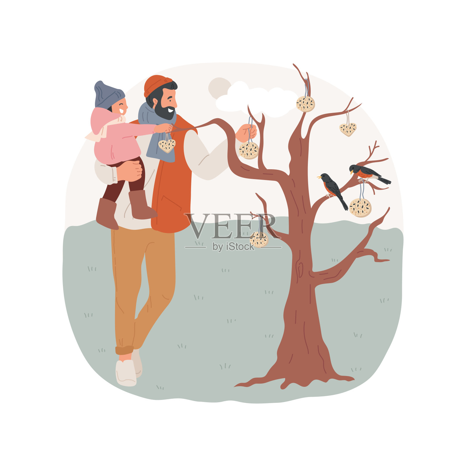 鸟籽饼孤立卡通矢量插图。插画图片素材