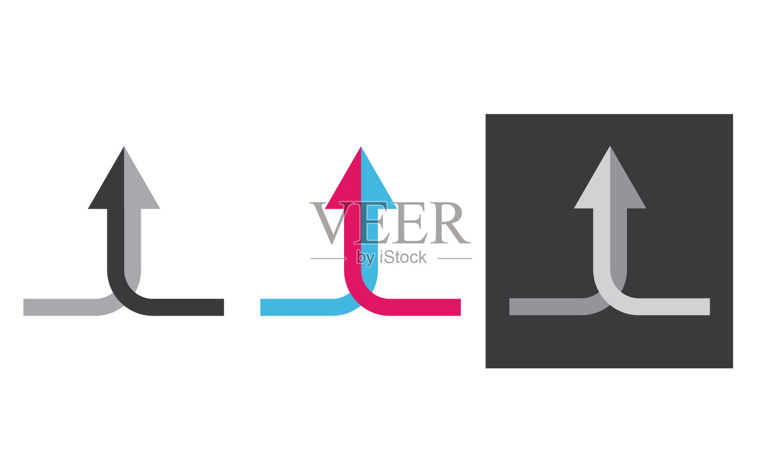 两个箭头象征伙伴关系，团队合作，图标，矢量三种变体。图标素材