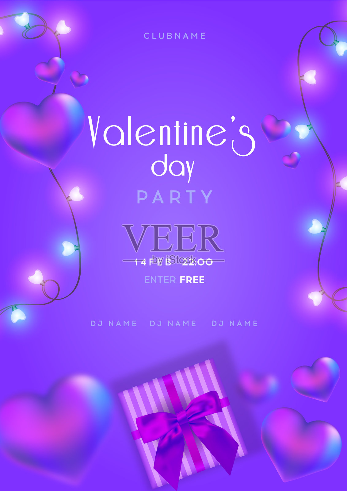 -情人节派对传单插画图片素材