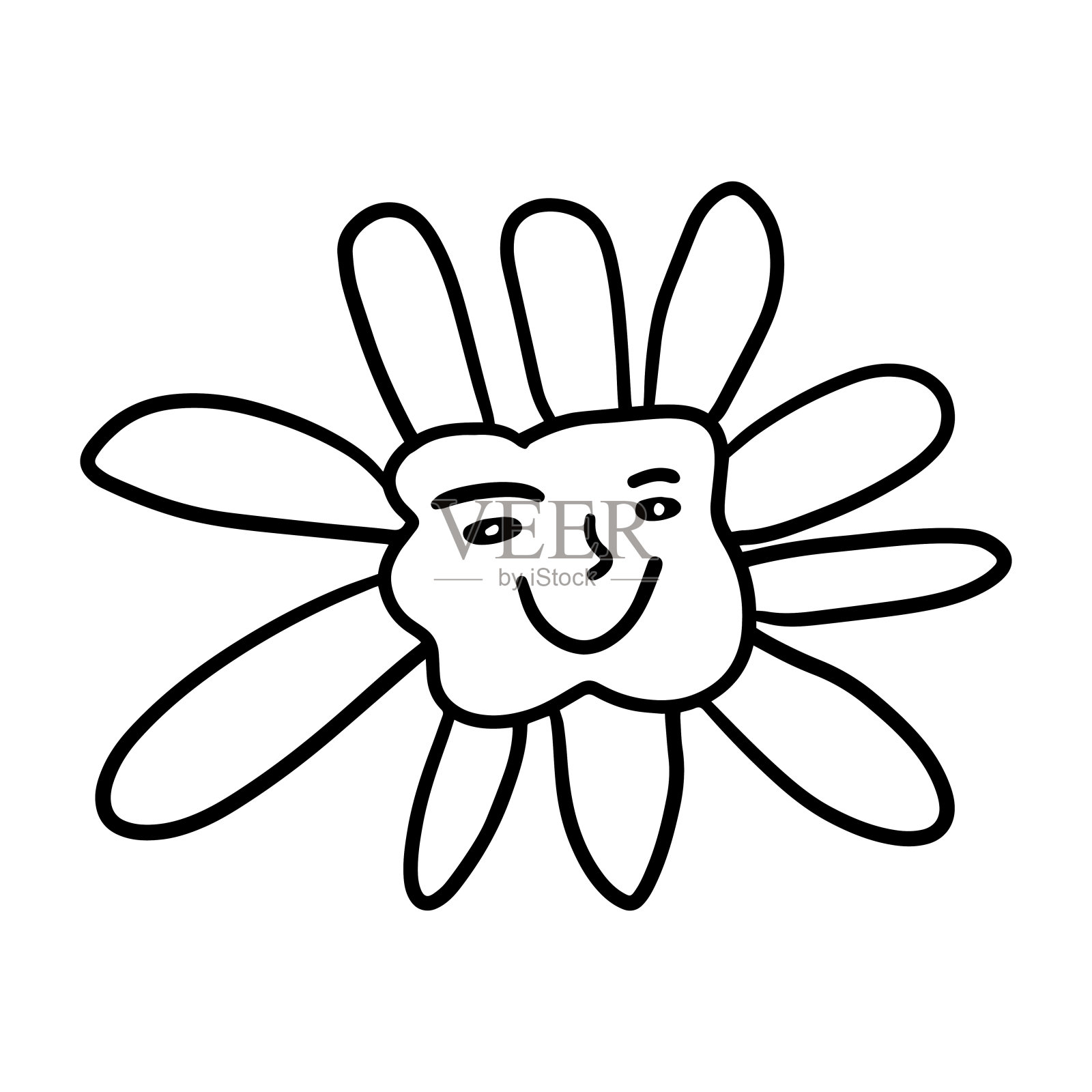 绝妙的微笑花嬉皮。积极的70年代复古微笑雏菊设计元素图片