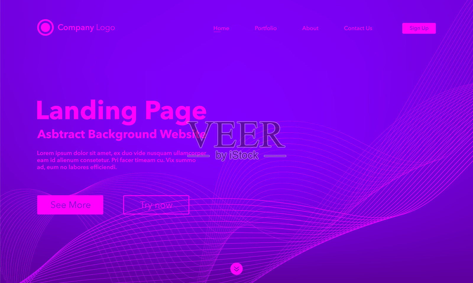 梯度抽象波背景。着陆页。网站或应用程序模板。现代设计。抽象向量风格插画图片素材