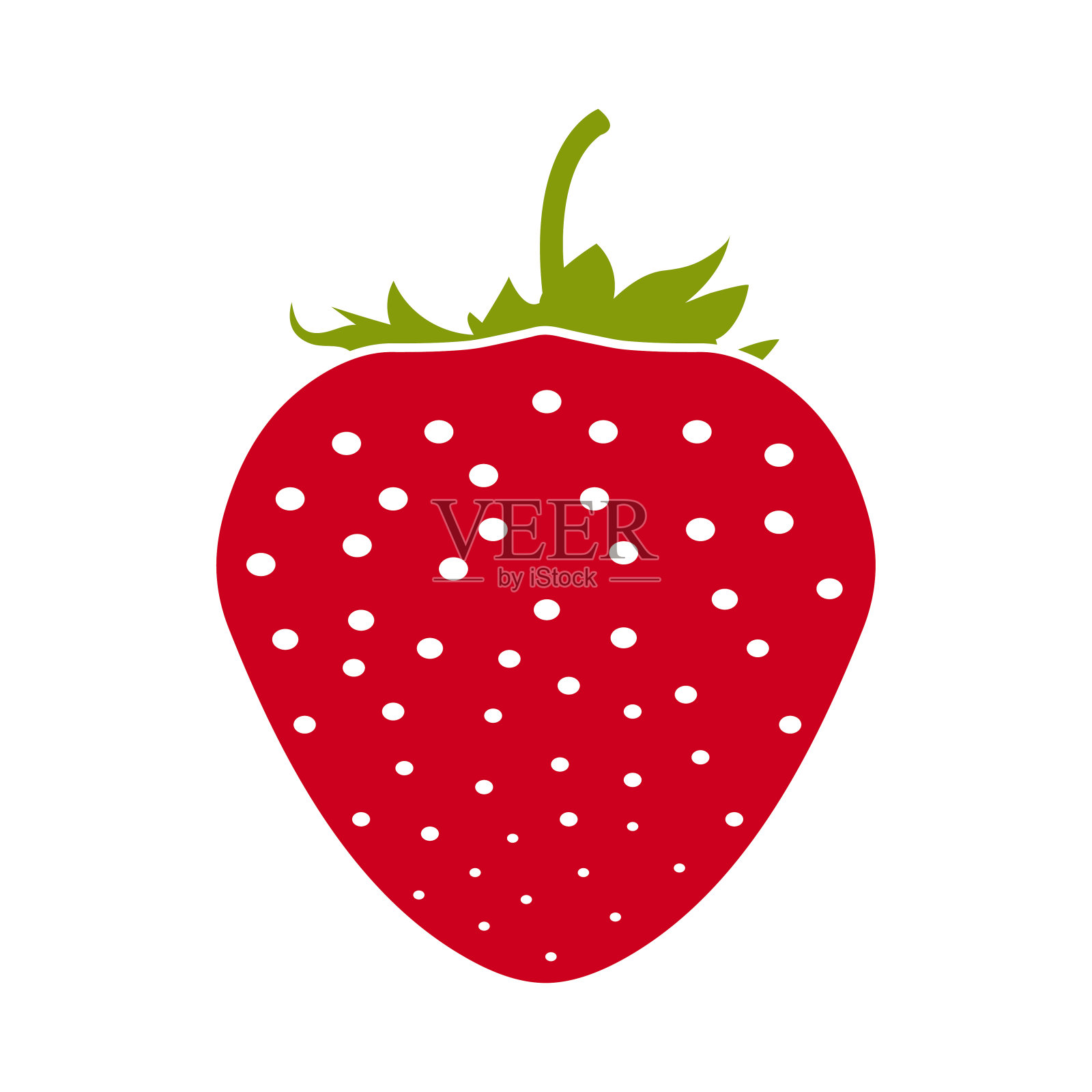 带叶子的草莓图标。可编辑矢量EPS符号说明。插画图片素材