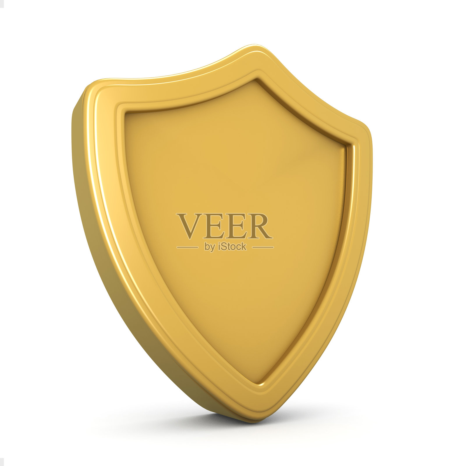 金盾孤立在白底上。保护3 d。安全保护。三维渲染照片摄影图片