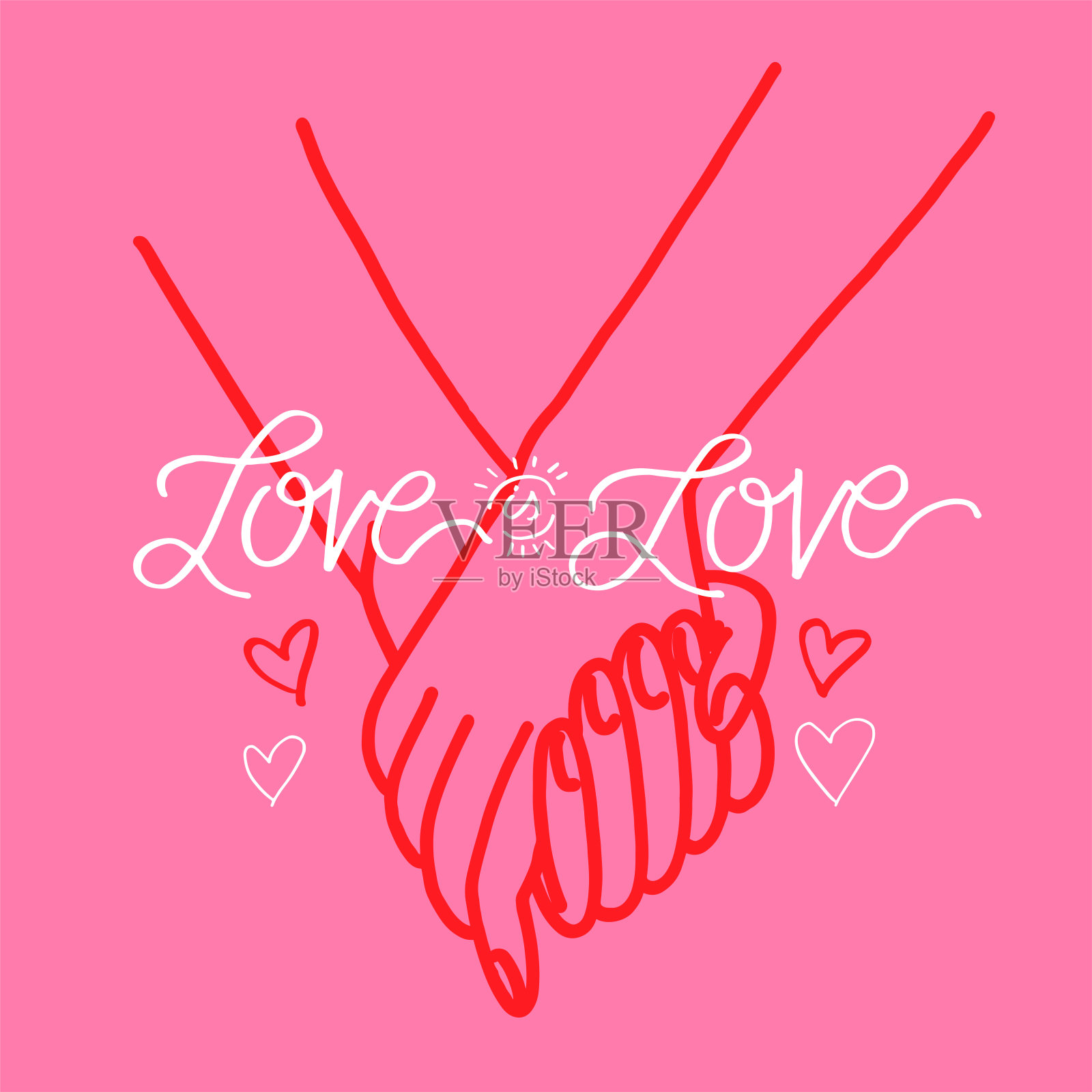 写关于爱的明信片。情人节快乐卡片-手绘涂鸦字母明信片。心，做我的。向量插画图片素材