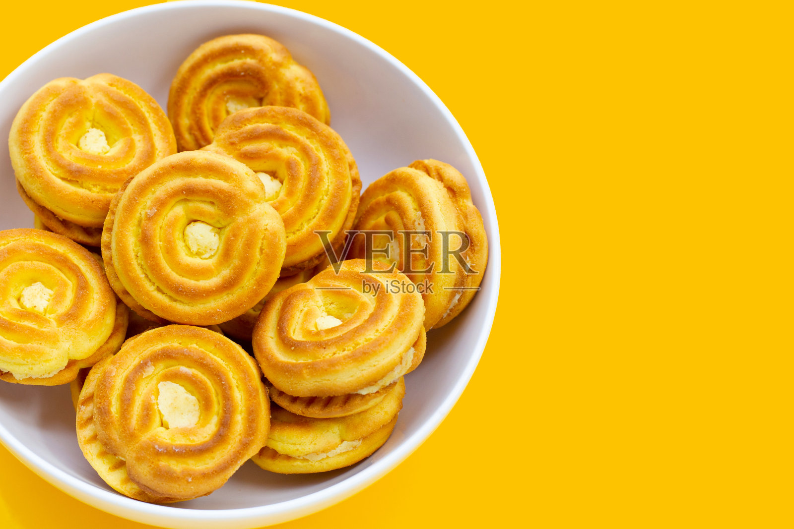 三明治饼干加榴莲奶油照片摄影图片