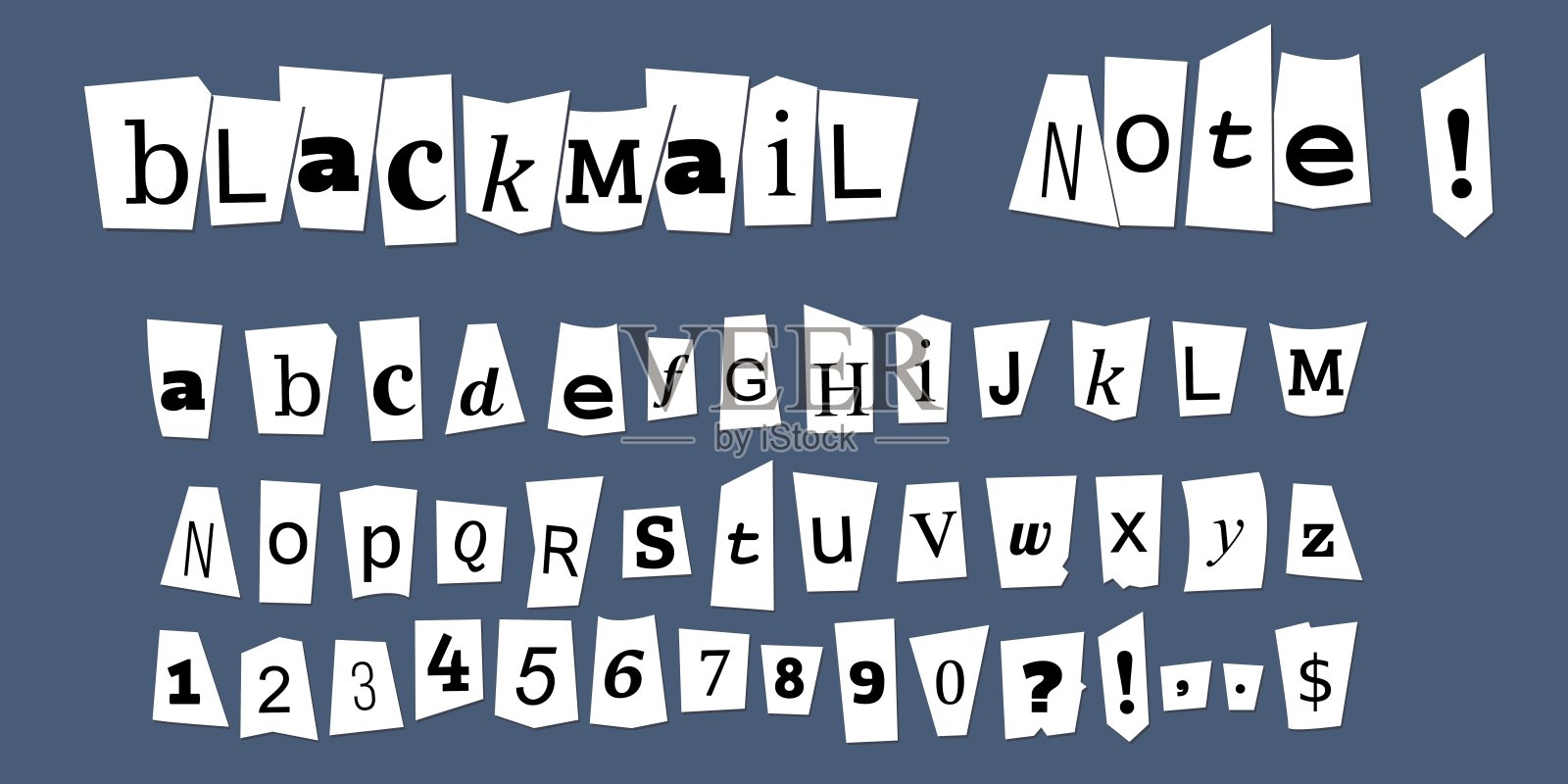 勒索纸条，剪报插画图片素材