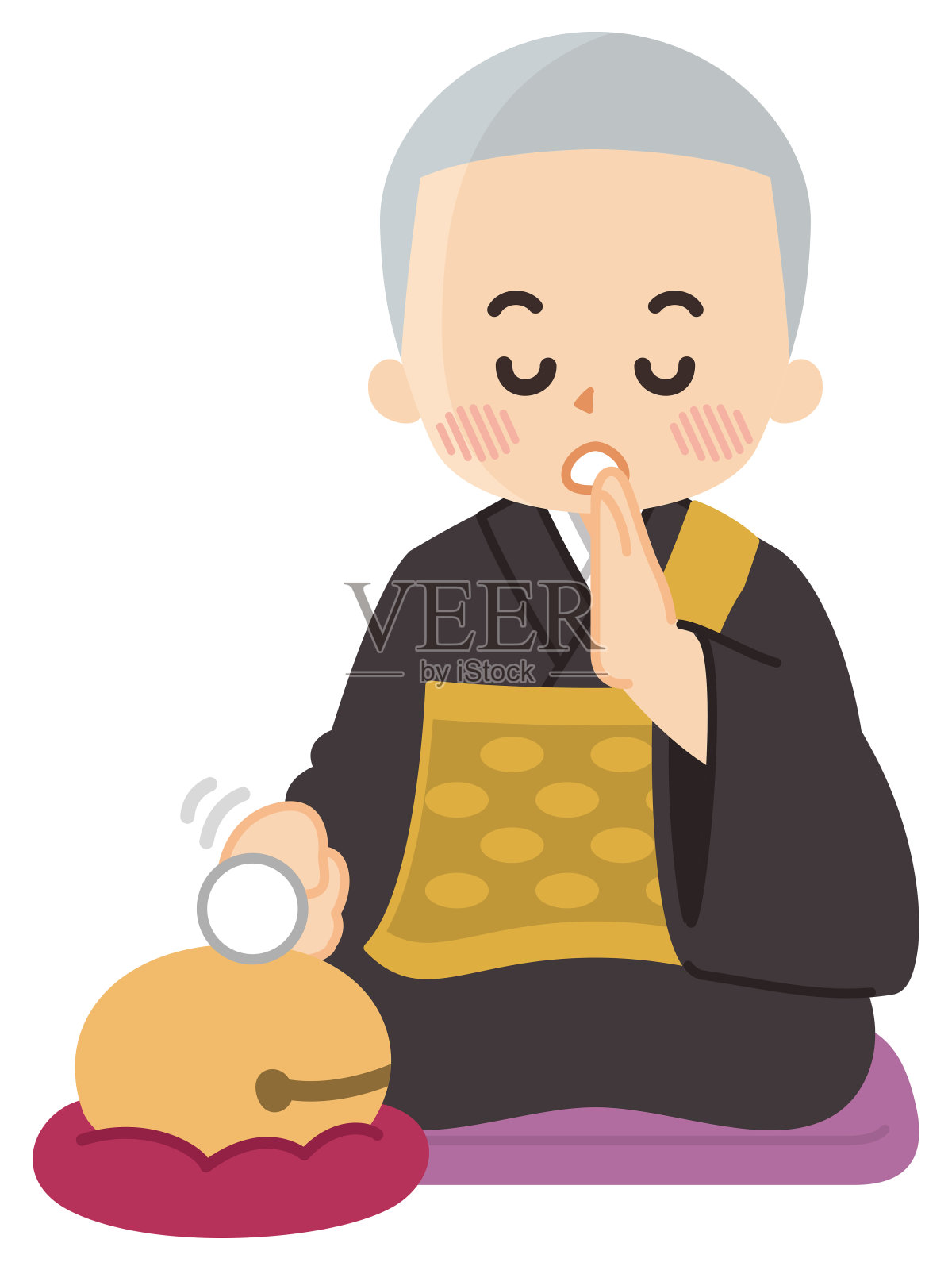 持佛经的常驻男子插画图片素材