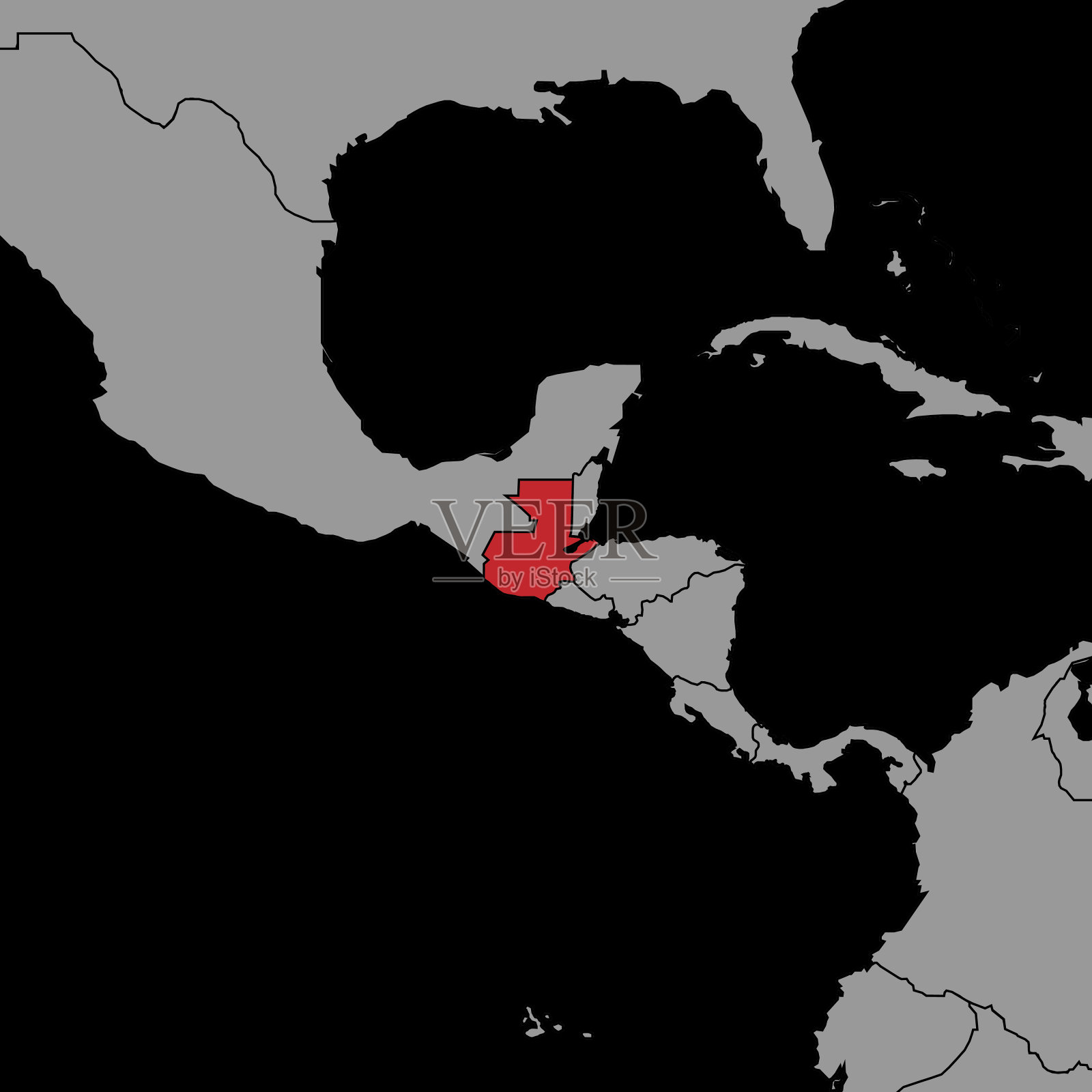 在世界地图上有危地马拉国旗的别针地图。矢量插图。插画图片素材