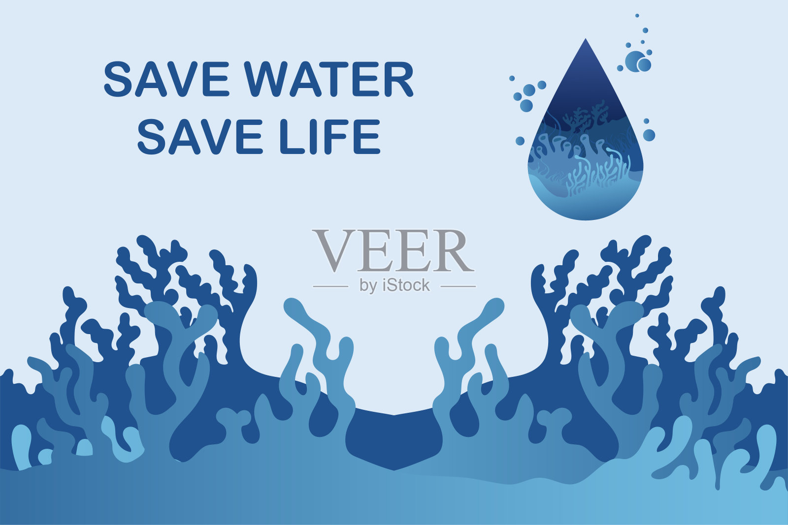 世界海洋日的纸艺术概念。设计元素图片