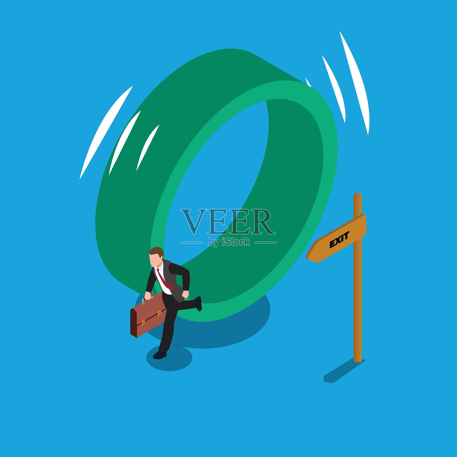 商人退出老鼠赛跑三维等距插画图片素材